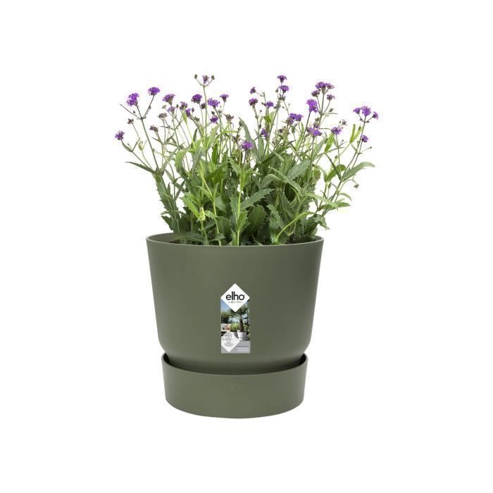 ELHO Pot de fleurs rond Greenville 40 - Extérieur - Ø 39 x H 36,8 cm - Vert feuille