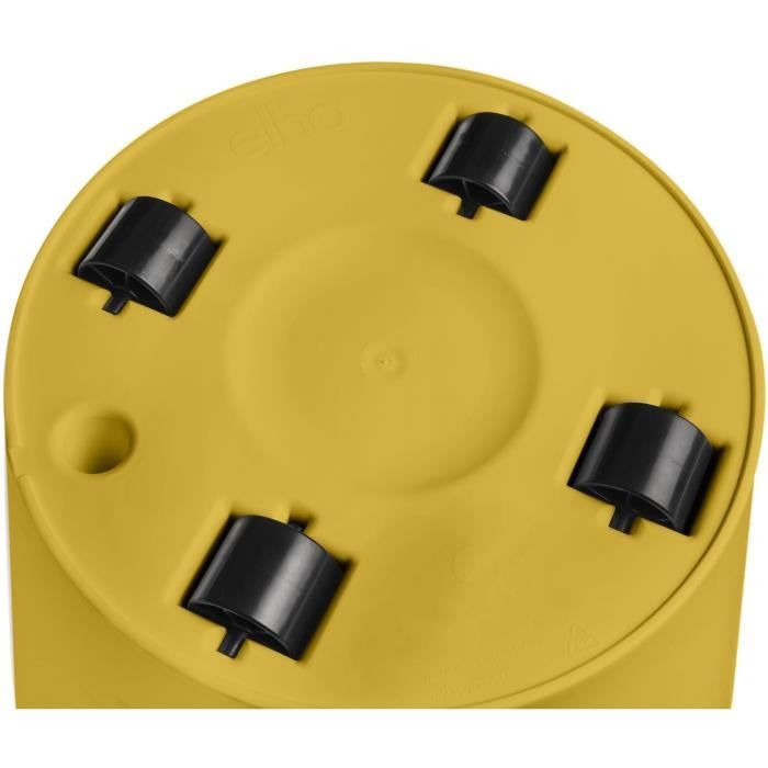 ELHO Pot de fleurs Rond LOFT URBAN - Plastique - Percé - Réservoir - Avec roulettes - Ø38,5 x H35,3 cm - Ocre