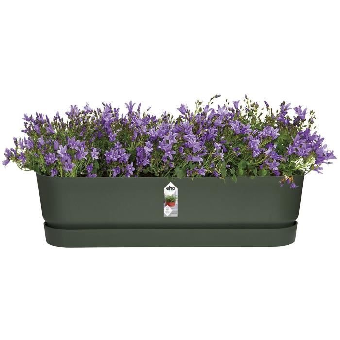 ELHO Jardiniere ovale GREENVILLE - Ø49 x 19,8 x 18,4 cm - Plastique recyclé - Résistant au gel - Noir