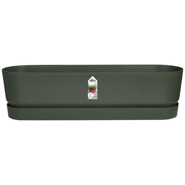 ELHO Jardiniere ovale GREENVILLE - Ø49 x 19,8 x 18,4 cm - Plastique recyclé - Résistant au gel - Noir