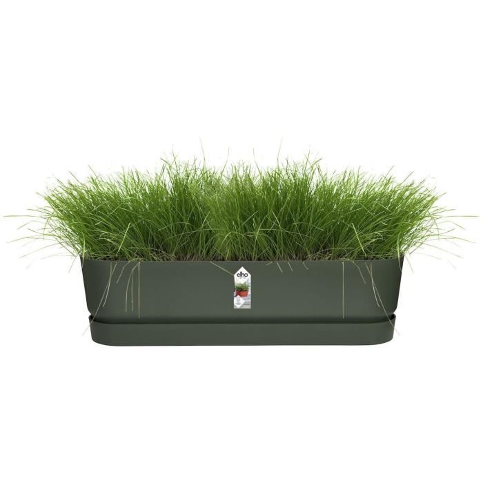 ELHO Jardiniere ovale GREENVILLE - Ø49 x 19,8 x 18,4 cm - Plastique recyclé - Résistant au gel - Noir
