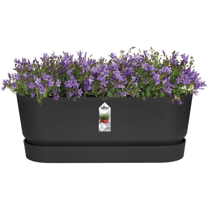 ELHO Jardiniere ovale GREENVILLE - Ø49 x 19,8 x 18,4 cm - Plastique recyclé - Résistant au gel - Noir