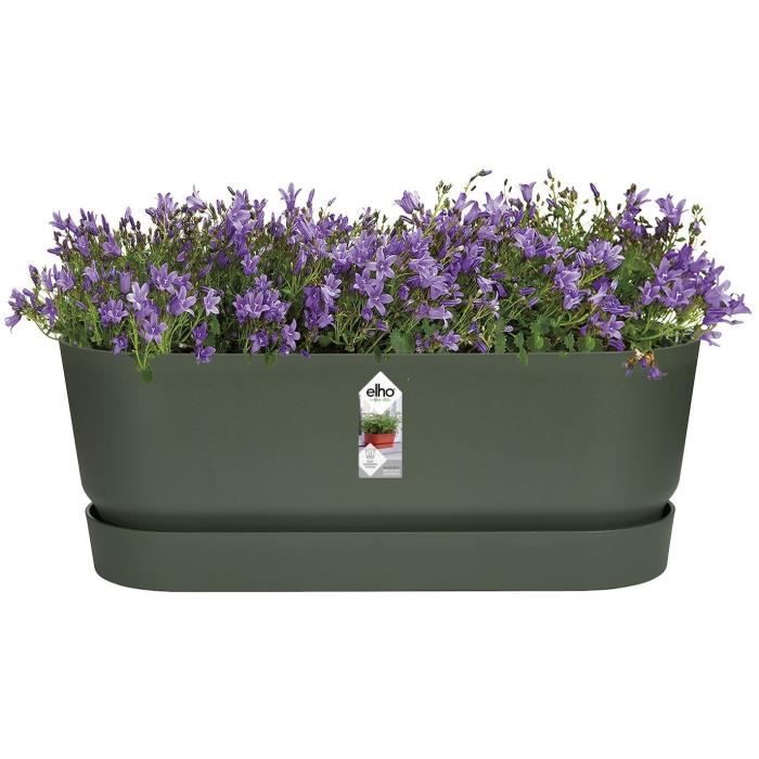 ELHO Jardiniere ovale GREENVILLE - Ø49 x 19,8 x 18,4 cm - Plastique recyclé - Résistant au gel - Leaf Green