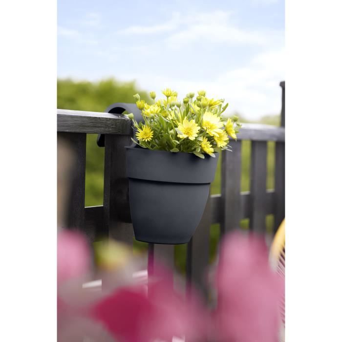 ELHO Pot de fleurs balcon Vibia Campana Easy Hanger Small - Anthracite - Balcon extérieur - L 24.1 x W 20.5 x H 26.5 cm
