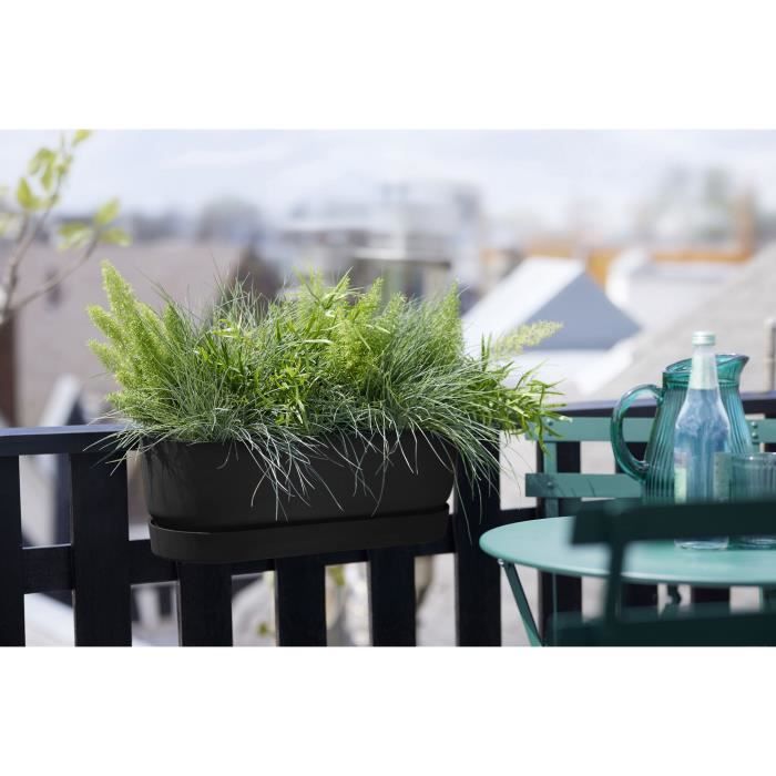 ELHO Balconniere Greenville Easy Balcony 52 - Living Noir - Balcon - L 21.2 x W 52 x H 19.4 cm