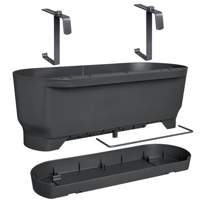 ELHO Balconniere Greenville Easy Balcony 52 - Living Noir - Balcon - L 21.2 x W 52 x H 19.4 cm