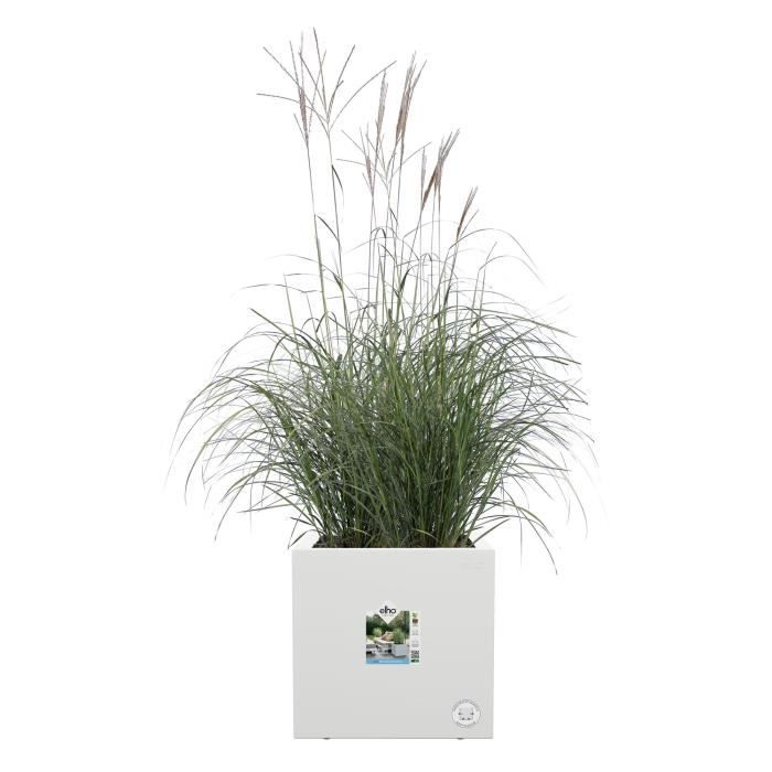 ELHO Pot de fleurs Vivo Next Square 40 - Ø 39 x H 38 cm - Intérieur,Extérieur - 100% recyclé - Blanc