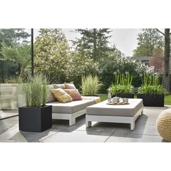 ELHO Bac a fleurs Vivo Next Square 40 - Ř 39 x H 38 cm - Intérieur,Extérieur - 100% recyclé - Noir