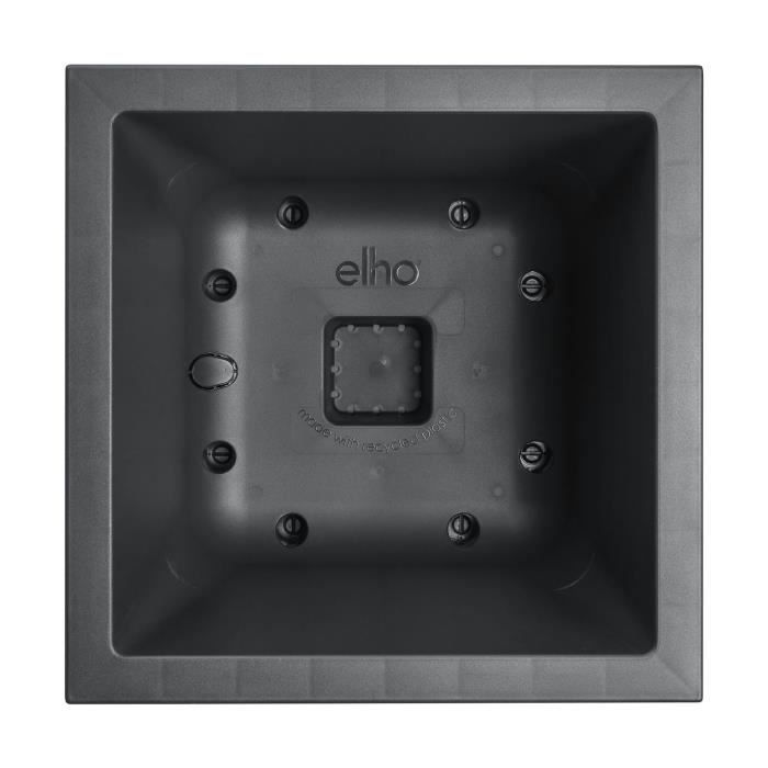 ELHO Bac a fleurs Vivo Next Square 40 - Ø 39 x H 38 cm - Intérieur,Extérieur - 100% recyclé - Noir