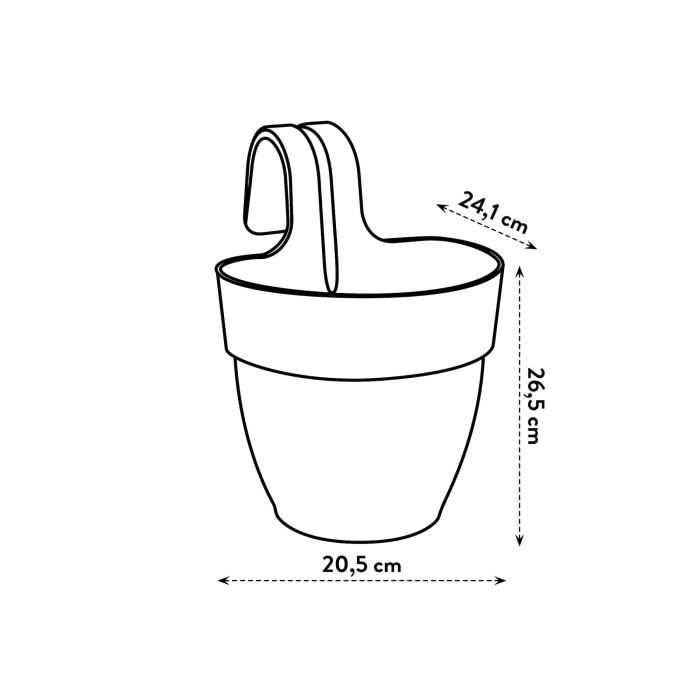 ELHO Pot de fleurs balcon Vibia Campana Easy Hanger Small - 24,1 x 20,5 x H26,5 cm - Jaune - Rond - 2,8 L