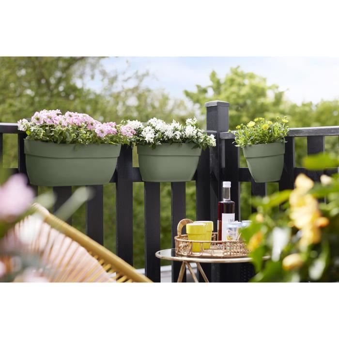 ELHO Pot de fleurs balcon Vibia Campana Easy Hanger Small - 24,1 x 20,5 x H26,5 cm - Vert Pistache - Balcon extérieur
