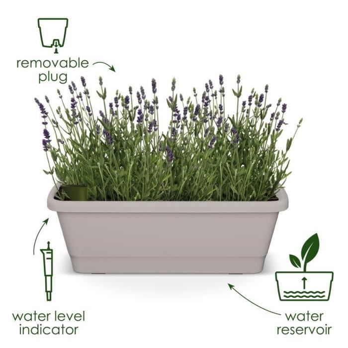 ELHO Balconniere Noa Xl - L 78 x W 20 x H 18 cm - Balcon,extérieur - 100% recyclé - Gris