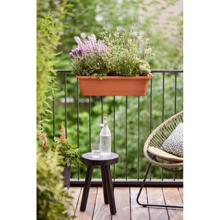ELHO Balconniere Noa Xl - L 78 x W 20 x H 18 cm - Balcon,extérieur - 100% recyclé - Marron