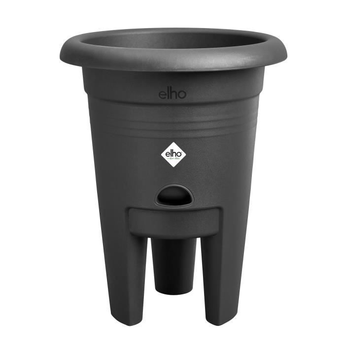 ELHO Pot de culture a fraises Green Basics - Ø 33 x H 42 cm - Culture et récolte,extérieur - 100% recyclé - Noir