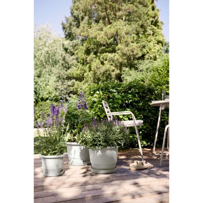 ELHO Pot de fleurs Amiga Rond 25 - Blanc - Ø 24.5 x H 18 cm - Extérieur - 100% recyclé