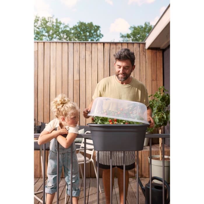 ELHO Balconniere GB Set De Cult - L 55 x B 28.5 x H 25 cm - Living Noir - 100% recyclé