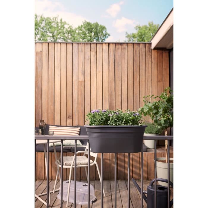 ELHO Balconniere GB Set De Cult - L 55 x B 28.5 x H 25 cm - Living Noir - 100% recyclé