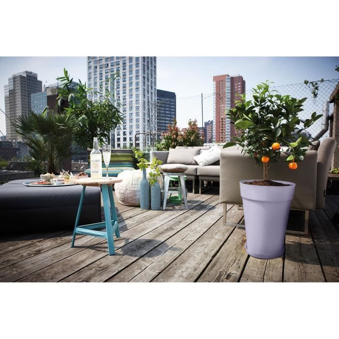 ELHO Pot de fleurs Loft Urban Rond - Haut 35 - Violet - Ø 33,5 x H 45 cm - Extérieur - 100% recyclé
