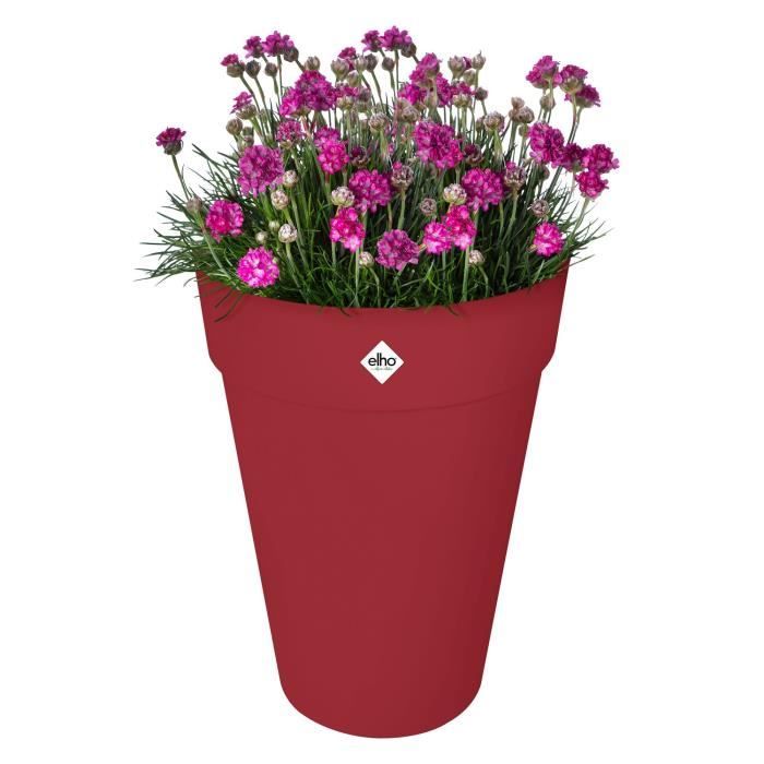 ELHO Pot de fleurs Loft Urban Rond - Haut 42 - Rouge - Ø 42 x H 56 cm - Extérieur - 100% recyclé