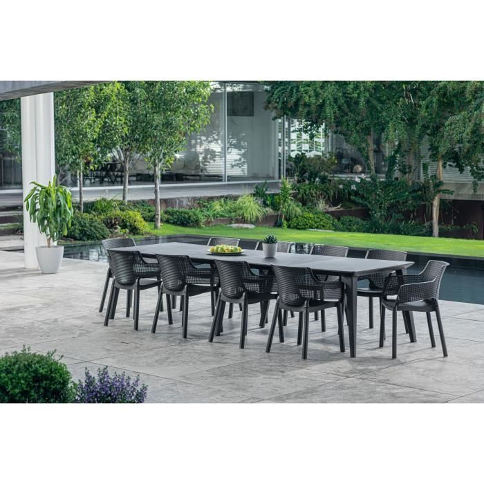 Lot de 6 fauteuils de jardin - Allibert by KETER - ELISA - En résine - Coloris : gris graphite
