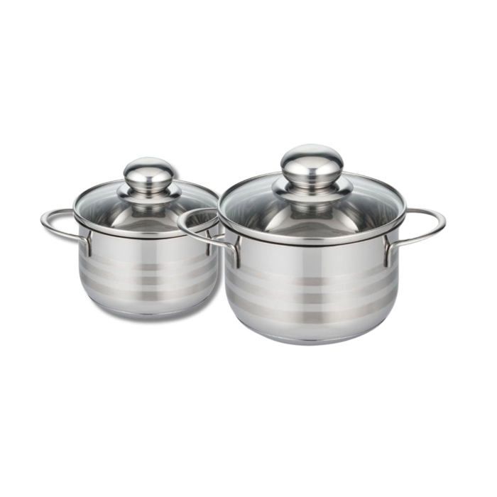 Lot de 2 faitouts - FACKELMANN - Elo Brillant - Acier inoxydable - Sans PFAS - 12 et 14 cm