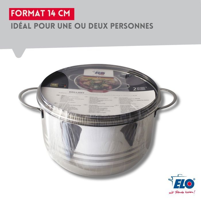 Lot de 2 faitouts - FACKELMANN - Elo Brillant - Acier inoxydable - Sans PFAS - 12 et 14 cm