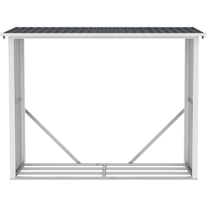 Abri b˚ches mÈtal - Abri de stockage a bois en acier galvanisÈ - Gris anthracite