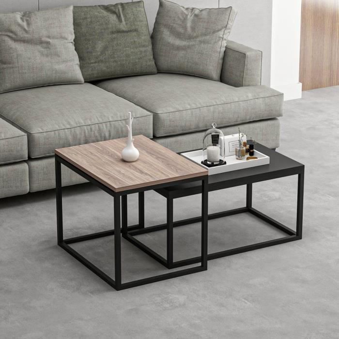 Table basse - LEKA - Rectangulaire - Anhtracite - 72 x 45 x 37 cm
