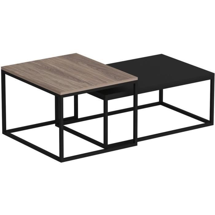 Table basse - LEKA - Rectangulaire - Anhtracite - 72 x 45 x 37 cm