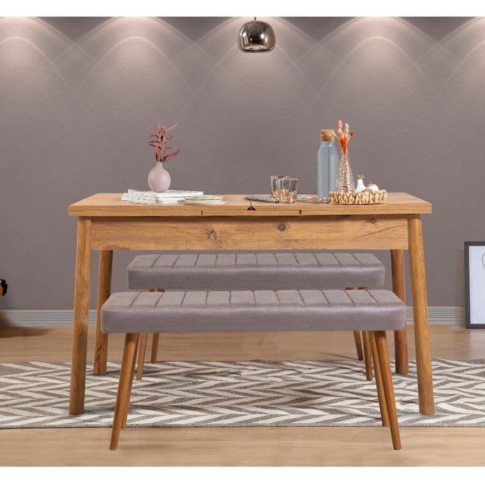 Table a manger - SANTIAGO - Extensible - Rectangulaire - 4 personnes - 120 x 77 x 75 cm - Pin atlantique