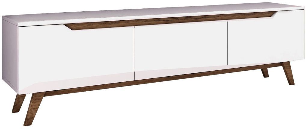 Meuble TV - D1 - Blanc / Noyer - 180 x 49 x 35 cm