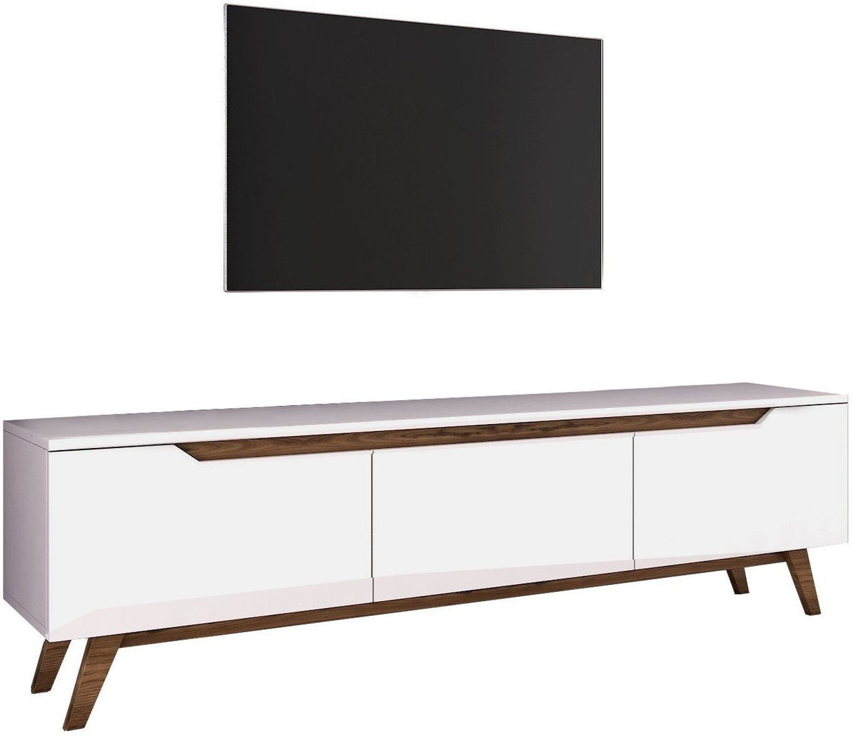 Meuble TV - D1 - Blanc / Noyer - 180 x 49 x 35 cm