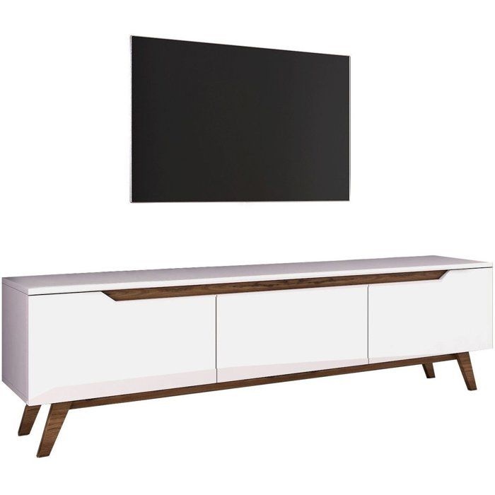 Meuble TV - D1 - Blanc / Noyer - 180 x 49 x 35 cm