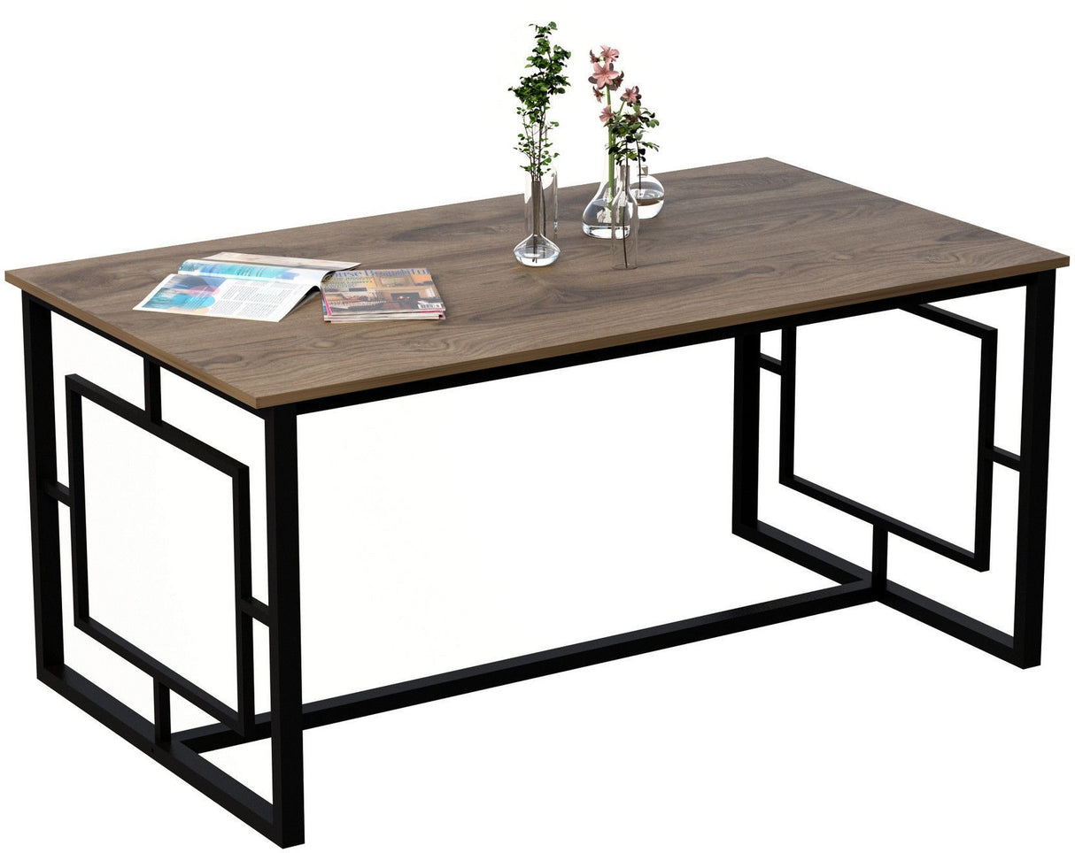 Table a manger - ALIN - Rectangulaire - 4 personnes - 160 x 76 x 90 cm - Noyer / Noir
