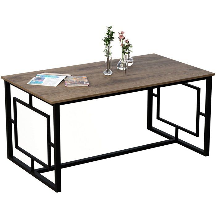 Table a manger - ALIN - Rectangulaire - 4 personnes - 160 x 76 x 90 cm - Noyer / Noir