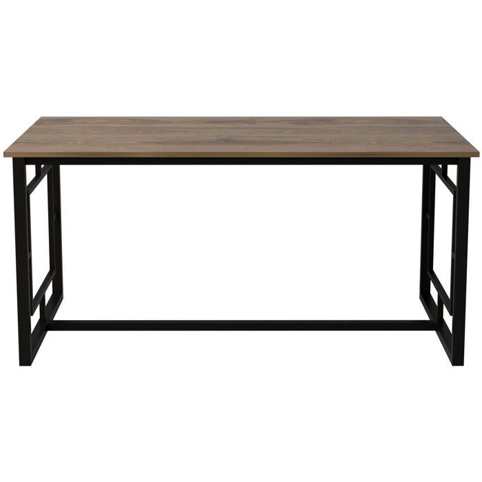 Table a manger - ALIN - Rectangulaire - 4 personnes - 160 x 76 x 90 cm - Noyer / Noir