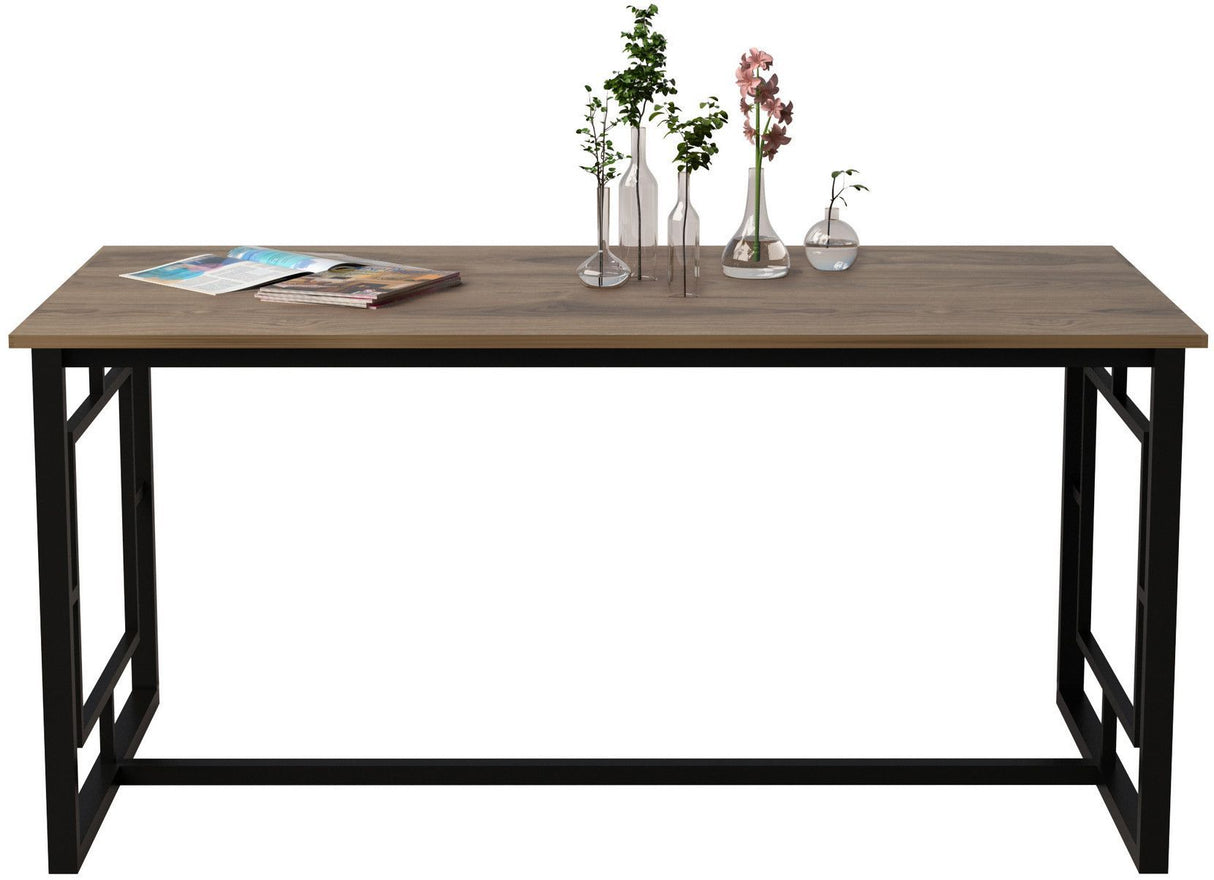 Table a manger - ALIN - Rectangulaire - 4 personnes - 160 x 76 x 90 cm - Noyer / Noir