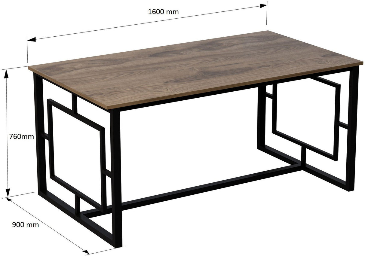 Table a manger - ALIN - Rectangulaire - 4 personnes - 160 x 76 x 90 cm - Noyer / Noir