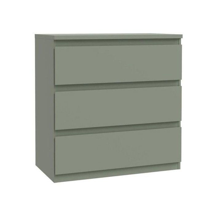 Commode EDMORE 3 Tiroirs - Décor vert sauge - L77,2 x P42 x H79,8 cm