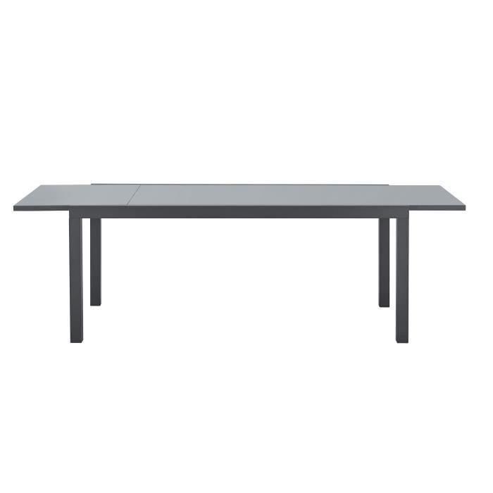 Ensemble repas de jardin 6 a 8 personnes : Table extensible 180-240 cm + 2 fauteuils + 6 chaises - Gris