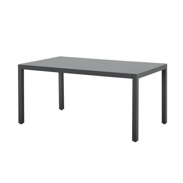Ensemble repas de jardin CORON : Table 160 cm + 6 chaises - Structure en aluminium - Gris anthracite