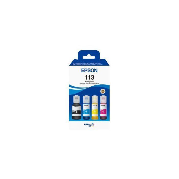 Multipack de 4 Bouteilles d'encre - EPSON - EcoTank 113 - Noir - Jaune - Cyan - Magenta