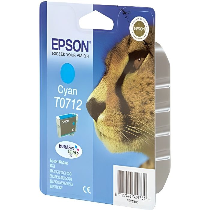 EPSON Cartouche d'encre T0712 Cyan - GuÈpard (C13T07124012)
