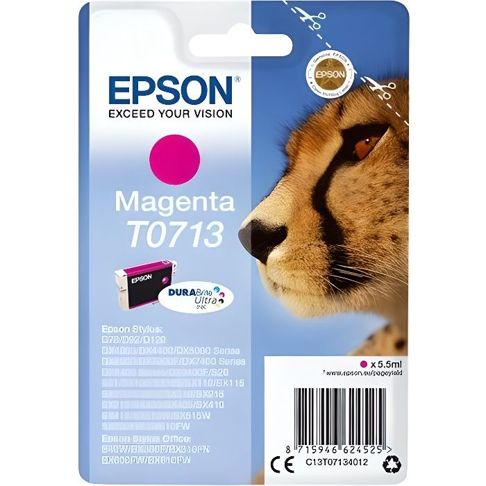 EPSON Cartouche d'encre T0713 Magenta - GuÈpard (C13T07134012)