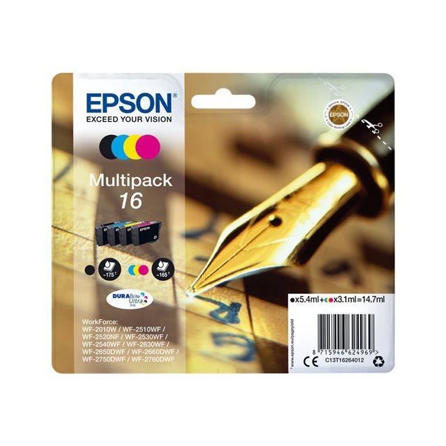 EPSON Multipack T1626 - Stylo Plume - Noir, Cyan, Magenta, Jaune (C13T16264012)