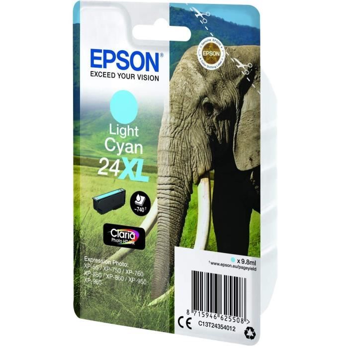 EPSON Cartouche d'encre T2435 XL Cyan Clair - ElÈphant (C13T24354012)