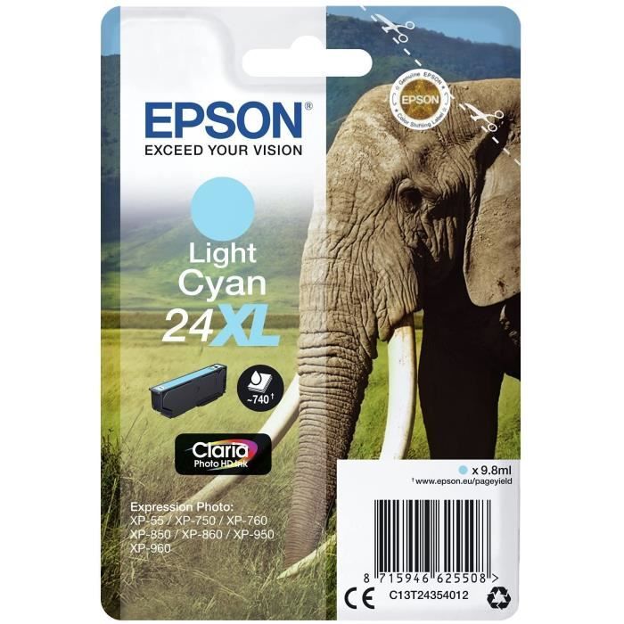 EPSON Cartouche d'encre T2435 XL Cyan Clair - ElÈphant (C13T24354012)