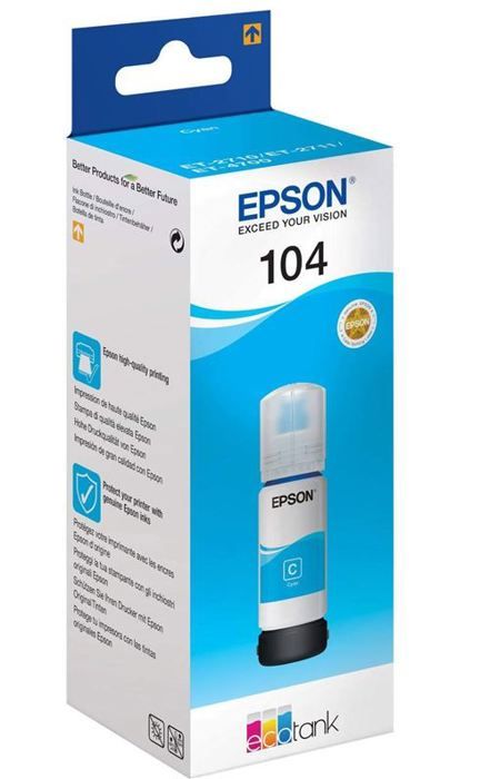 EPSON Kit de Remplissage d'Encre Epson EcoTank 104 - Cyan - Jet d'encre - 7500 Pages - 1 Unit(s) (C13T00P240)