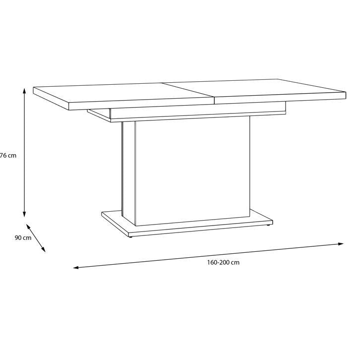 Table a manger - ELARA - Extensible - Rectangulaire - Chene / Blanc mat - 8 personnes - 160-200 x 90 x 76 cm