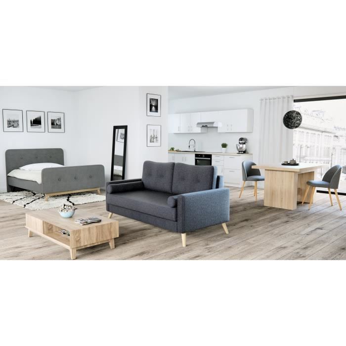 Table a manger extensible de 6 a 12 personnes style contemporain dÈcor chene Sonoma - DINING - L 140-273 x l 90 cm